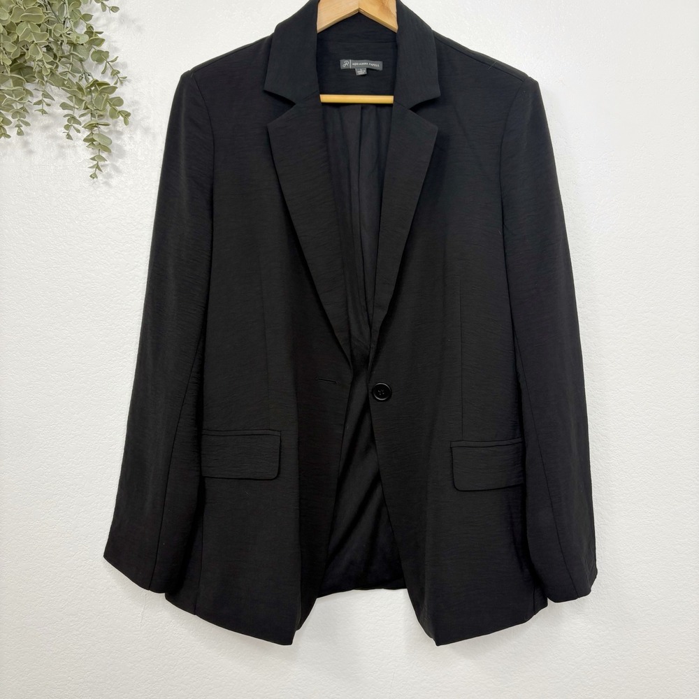 Adrianna Papell Black Blazer‎ Size L Business Career Single Button Womens